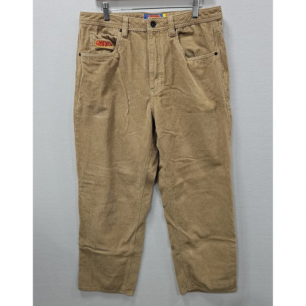 Empyre Relaxed Fit Corduroy Pants Mens 32 Tan Skater Streetwear Baggy Straight